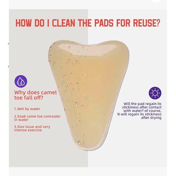 5 Pack Glue-Free Reusable Camel Toe Concealer Pads – 100% Food Grade Silicone - Picture 7 of 8